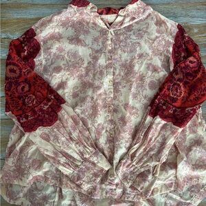 Free People Women's Floral Long Sleeve Blouse Size Small